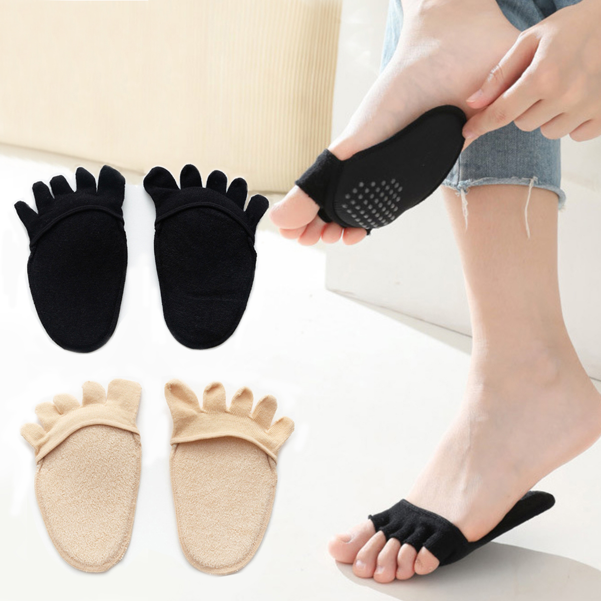 Anti Blister Sock - （2 pairs）0Invisible Toe Socks for High