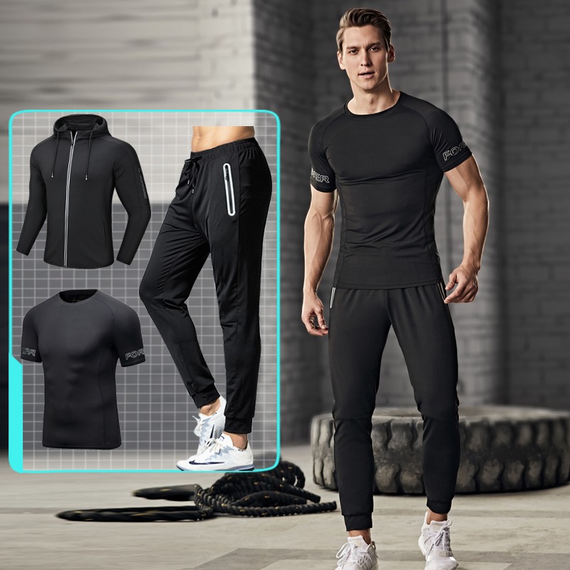 3pcs Men's Fitness Sportswear  - Running Gear Long Sleeve บทวิจารณ์และราคา