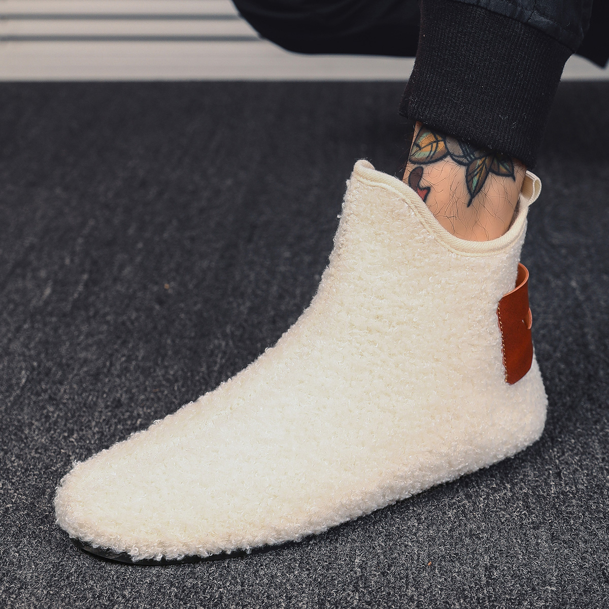 Men's Fuzzy Overlapping Slippe - Insole Arch Support บทวิจารณ์และราคา