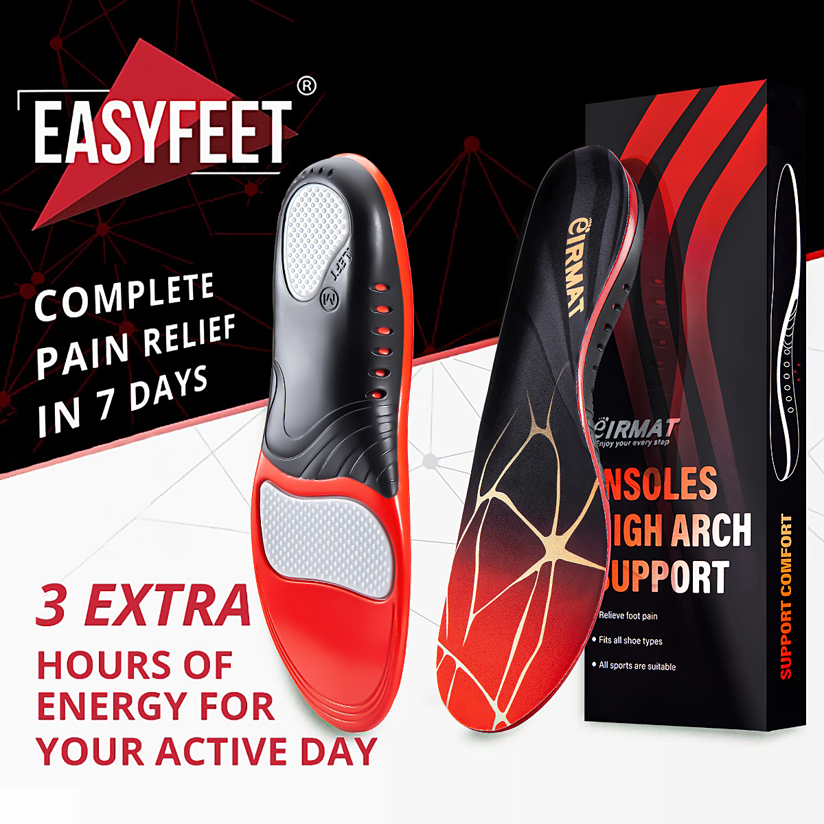 1 pair of orthopedic flat foot - Insole Arch Support บทวิจารณ์และราคา