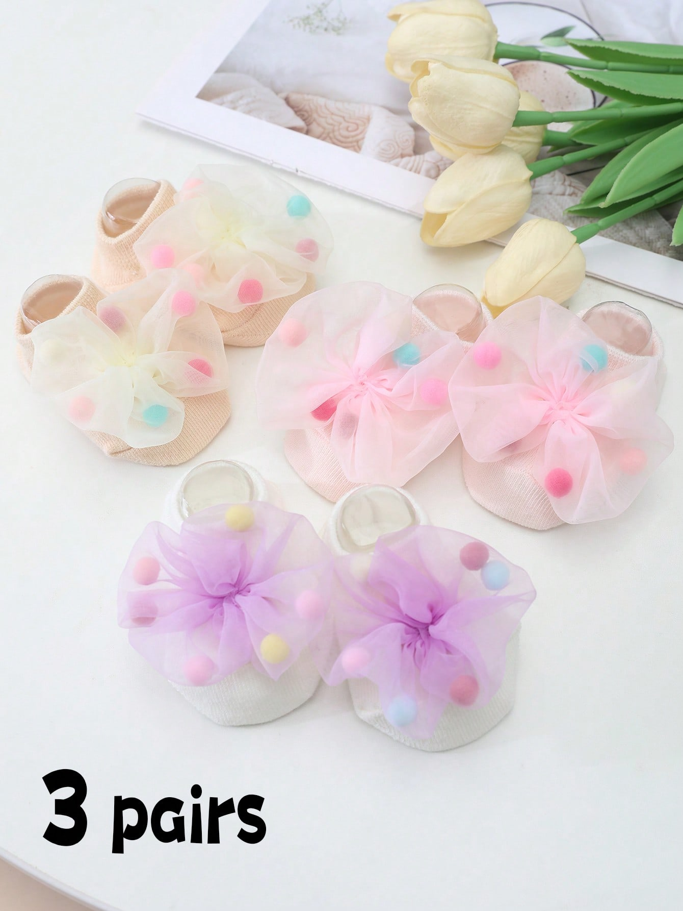 3 Pairs of Baby Girls' Cotton  - Anti Blister Sock บทวิจารณ์และราคา
