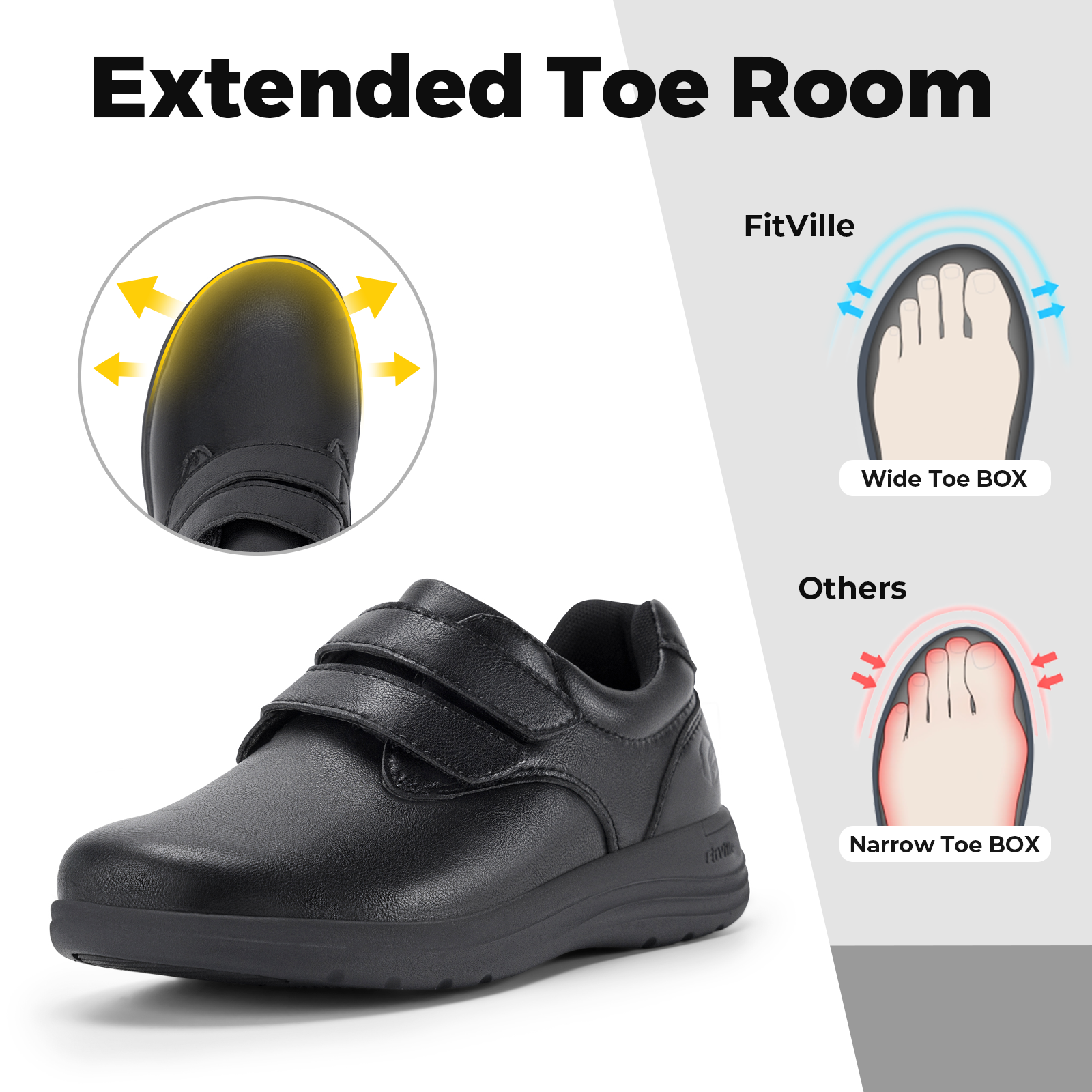 FitVille Leather Women's Shoes - Insole Arch Support บทวิจารณ์และราคา